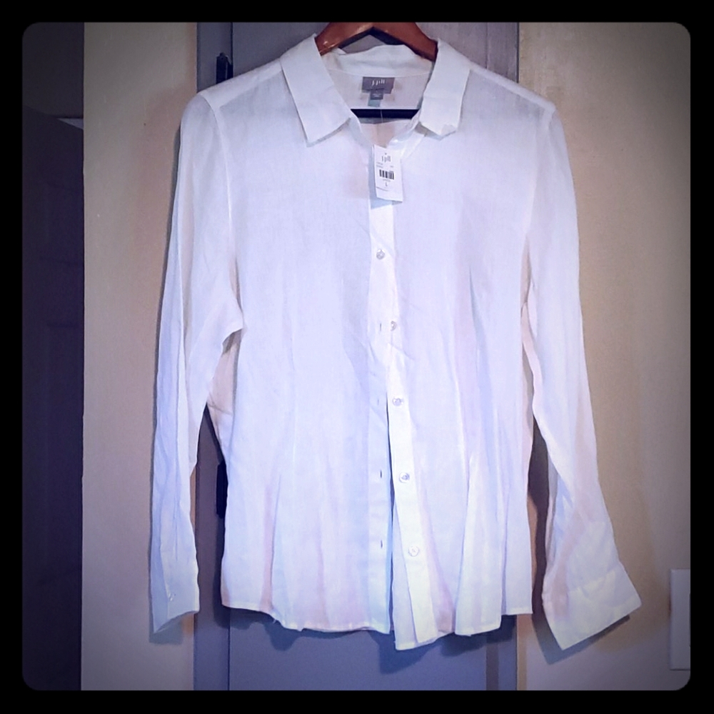 J.Jill white linen blouse